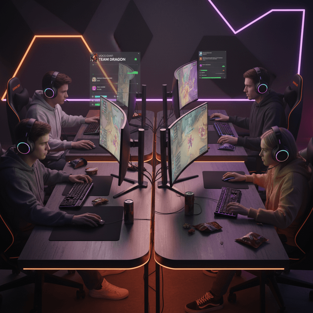 Gamers participating in community tournament event