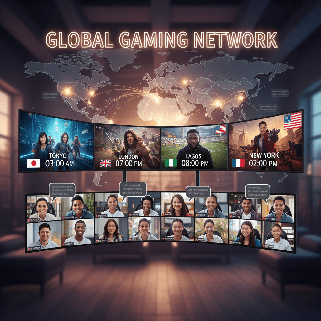 Global community members connecting across time zones