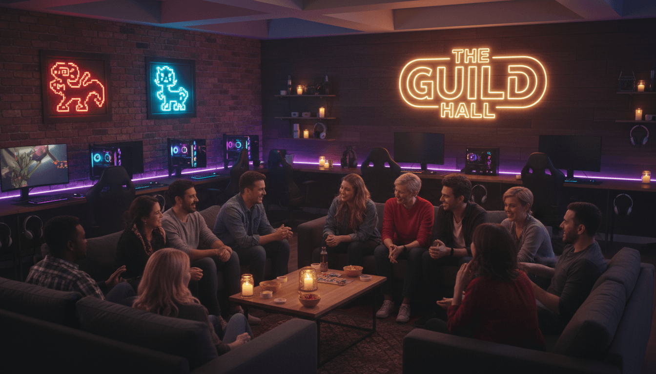 Diverse group of gamers gathered together in a comfortable gaming environment